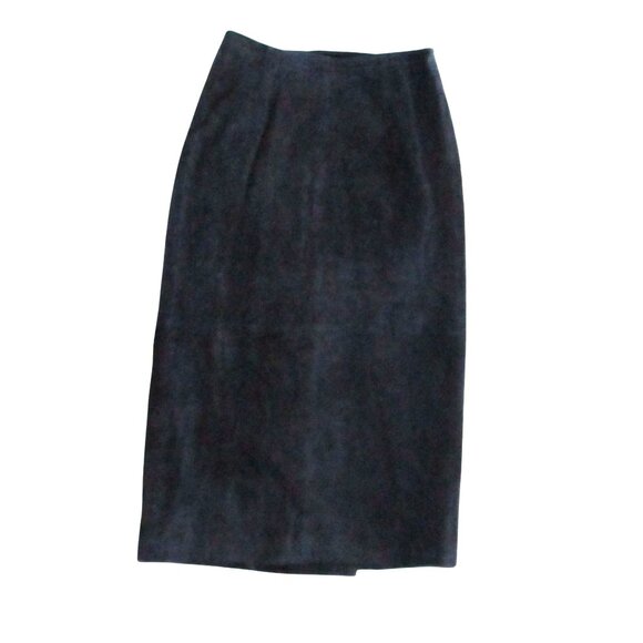 MARGOS Black Leather Wrap Midi Skirt Size 10/ M - Picture 2 of 11